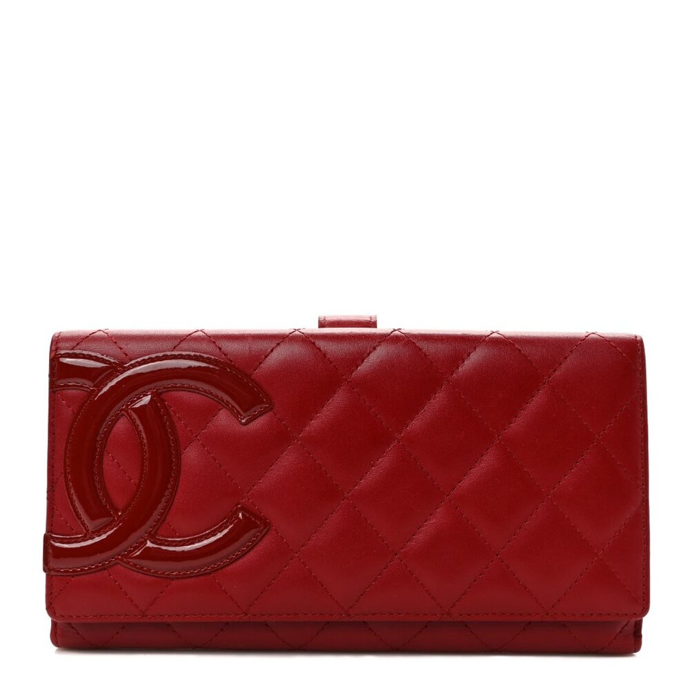 Chanel  Calfskin Quilted Cambon Long Double Wallet Red